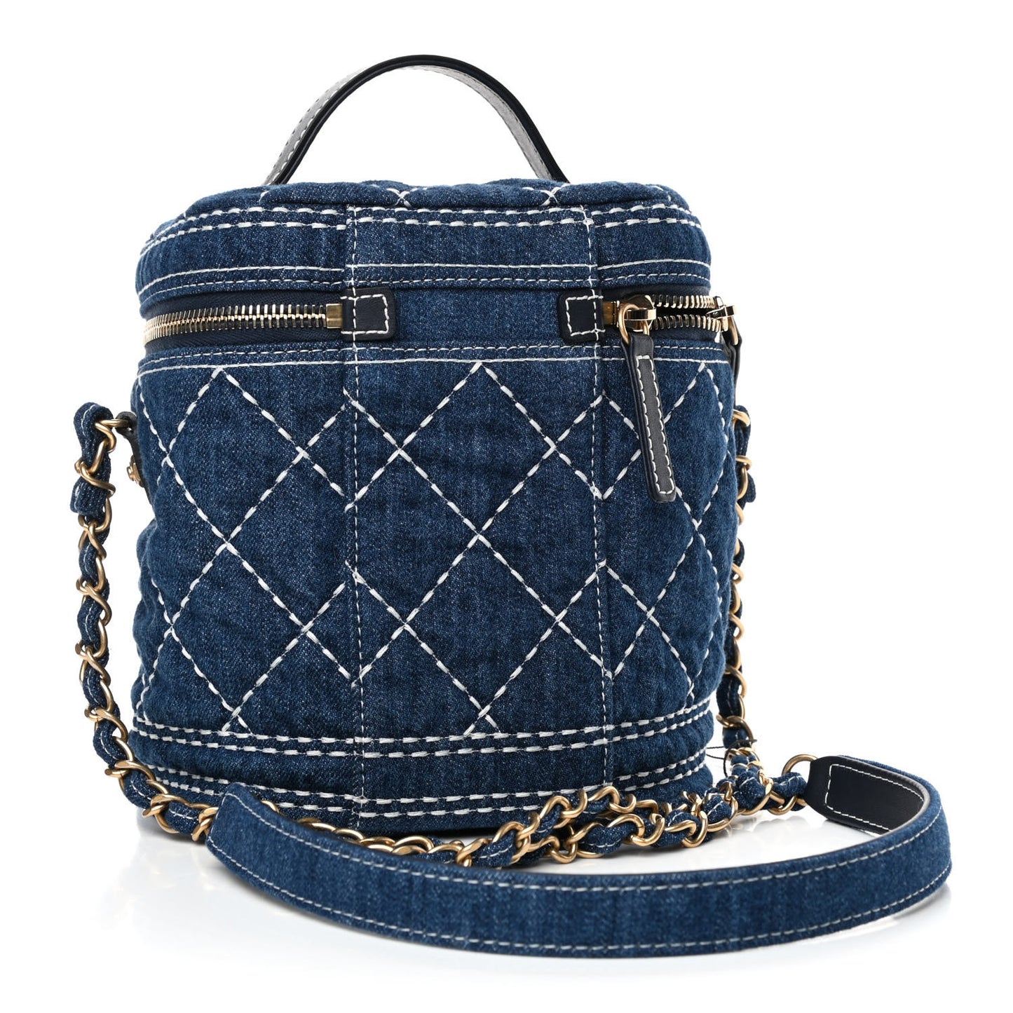 Denim Quilted Denim Trip Vanity Cosmetic Case Blue