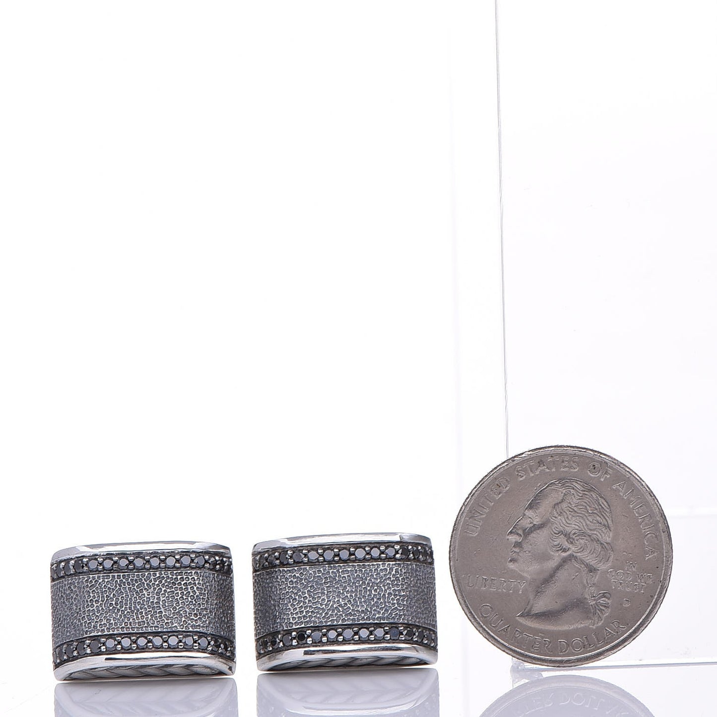 Sterling Silver Black Diamond Chevron Cufflinks