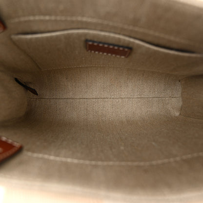 Chloe Cotton Calfskin Small Woody Ribbon Tote With Strap White Brown 5 of 10