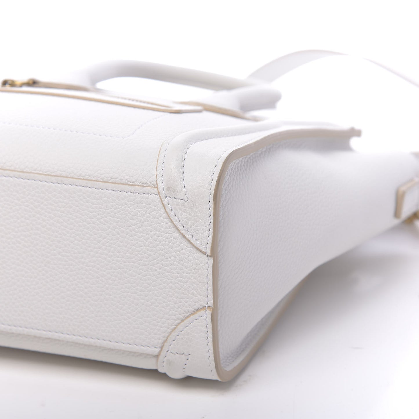 Drummed Calfskin Nano Luggage Optic White