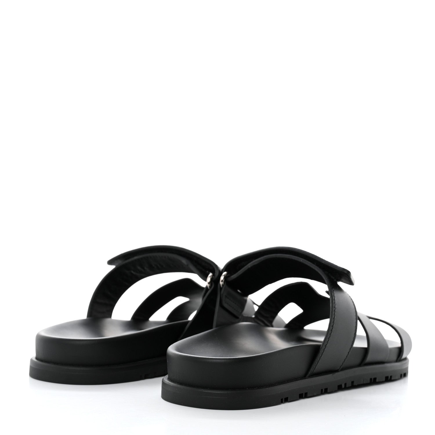 Hermes Calfskin Womens Chypre Sandals 37.5 Black 4 of 9
