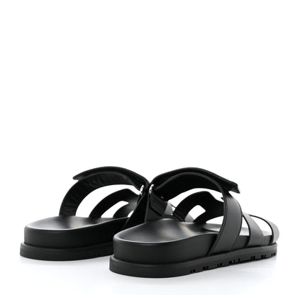 Hermes Calfskin Womens Chypre Sandals 37.5 Black 4 of 9