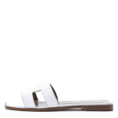 Hermes Box Calfskin Oran Sandals 39 White 1 of 11