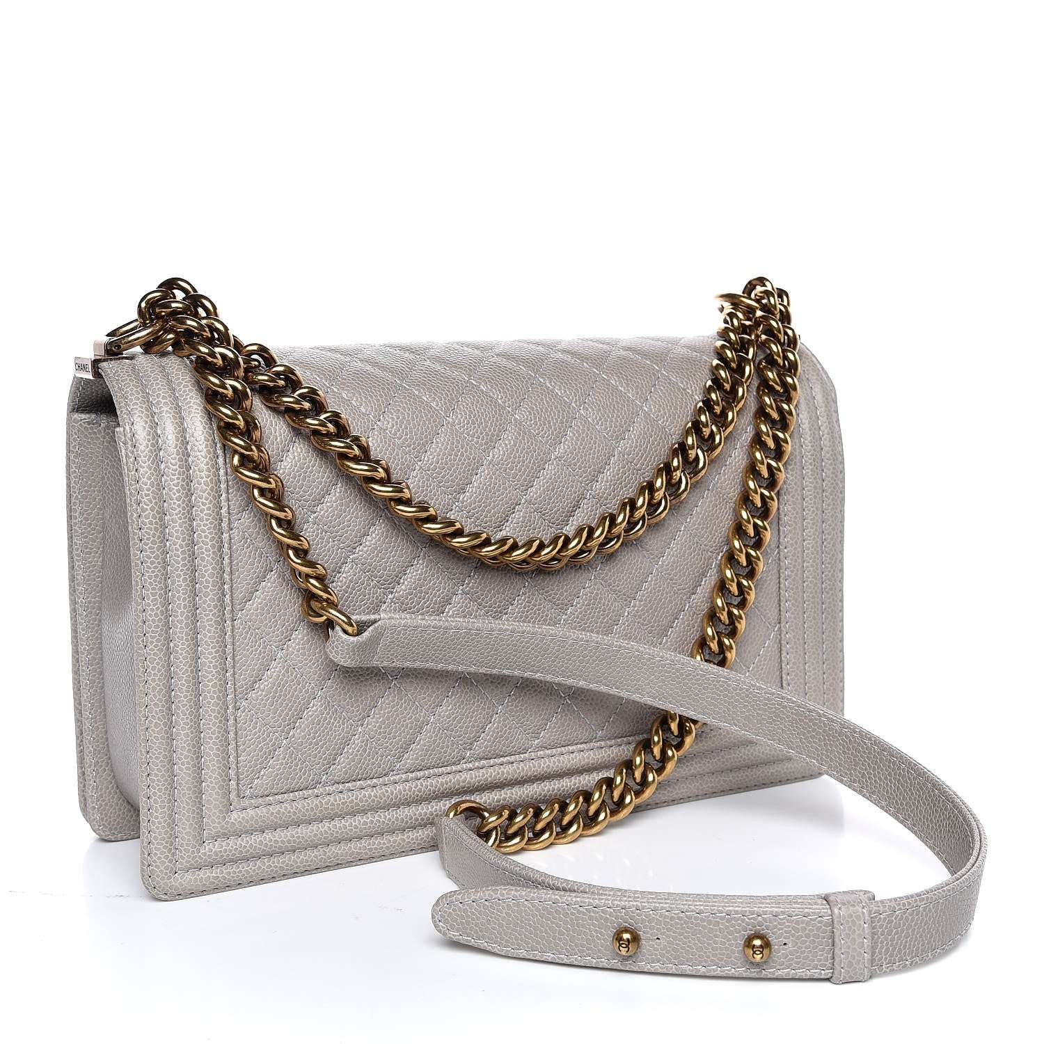 Chanel Caviar Quilted New Medium Boy Flap Light Grey 5 of 18