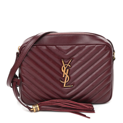 Saint Laurent Calfskin Matelasse Monogram Lou Camera Bag Dark Legion Red 1 of 9