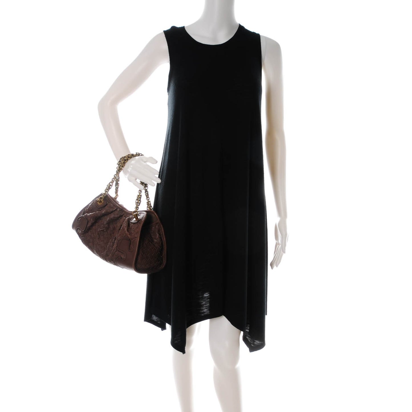 Nappa Intrecciato Small Chain Shoulder Bag Brown