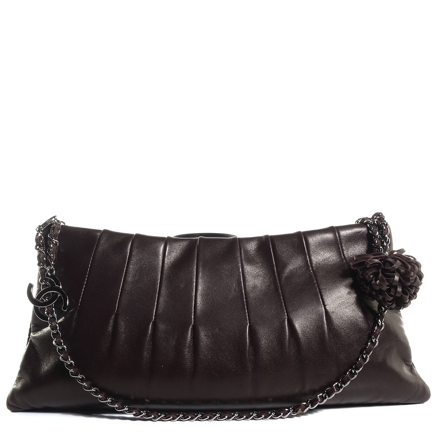 Chanel Lambskin Pleated Tassel Shoulder Bag Brown 1 of 7