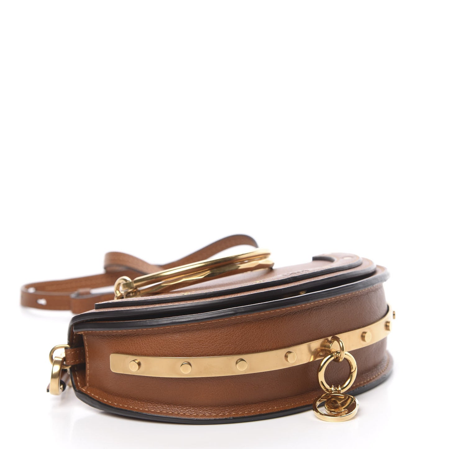 Calfskin Small Nile Bracelet Minaudiere Bag Caramel