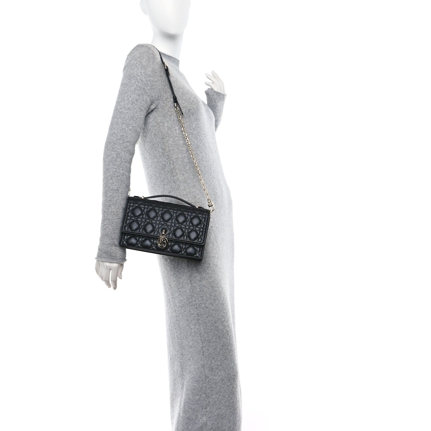 Lambskin Cannage Miss Dior Top Handle Bag Black