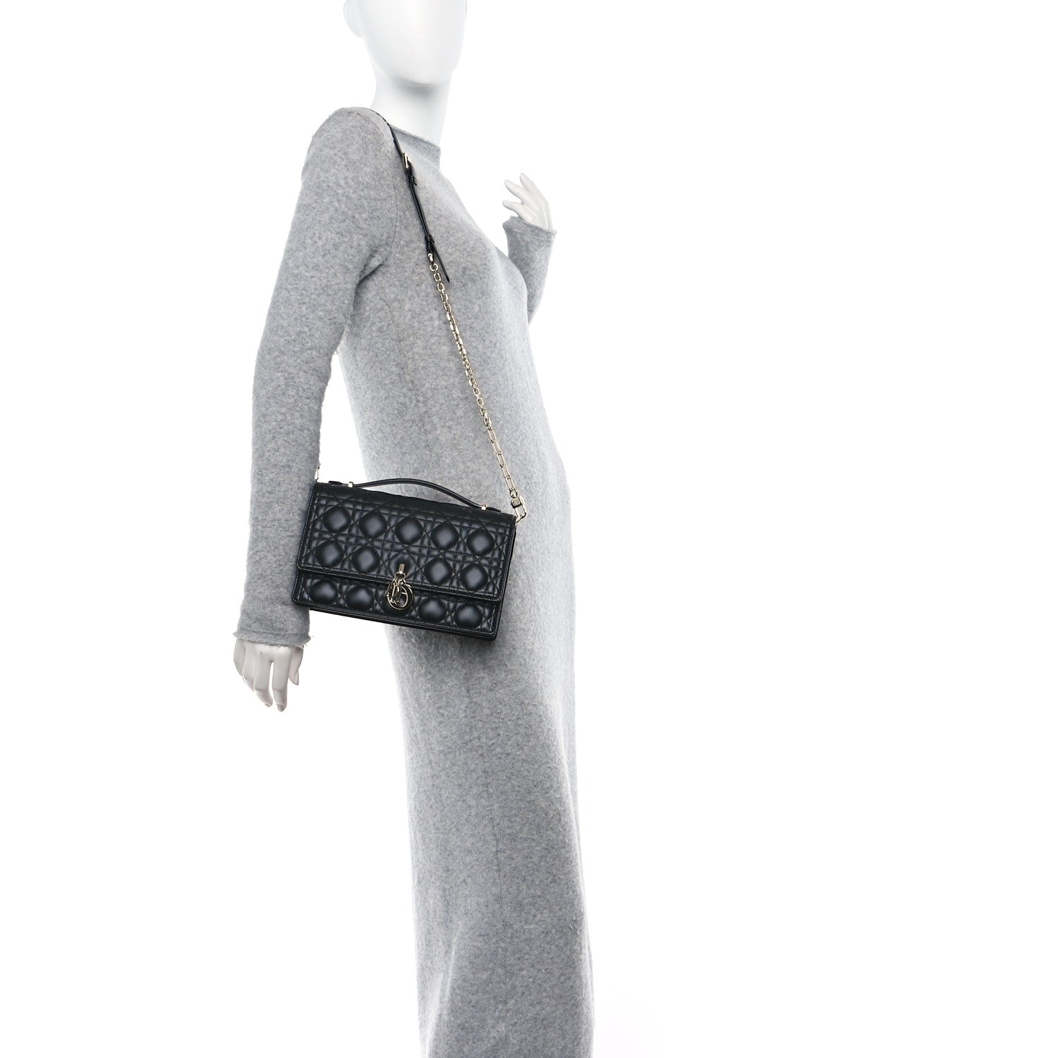 Christian Dior Lambskin Cannage Miss Dior Top Handle Bag Black 2 of 9