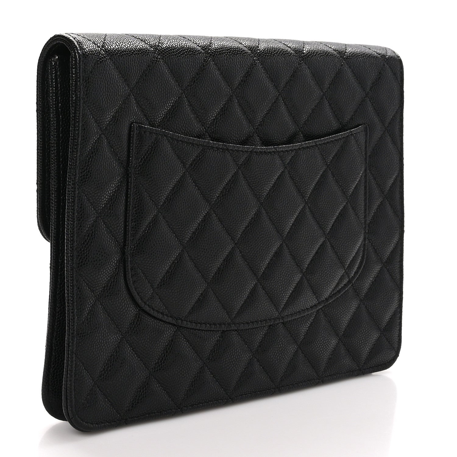 Chanel Caviar Quilted Square Flap Clutch Black 3 of 9