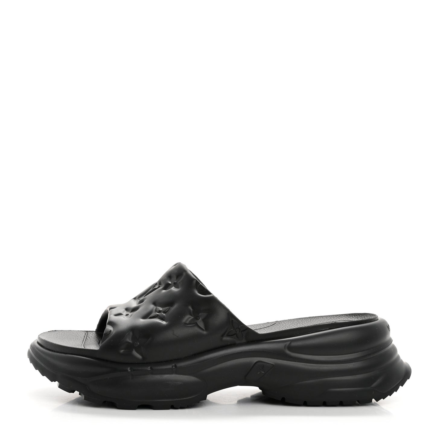 Rubber Embossed Monogram Pool 55 Flat Comfort Mule 40 Black