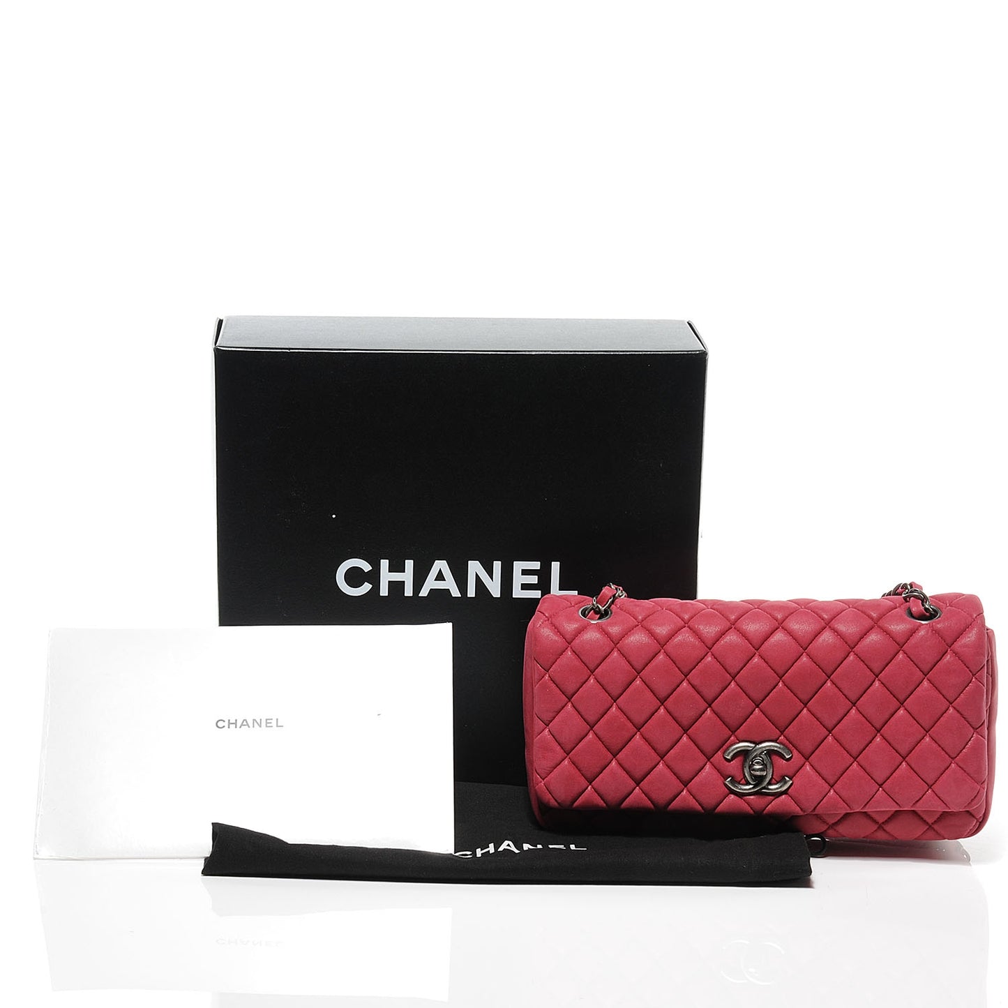 Iridescent Calfskin Small New Bubble Flap Fuchsia