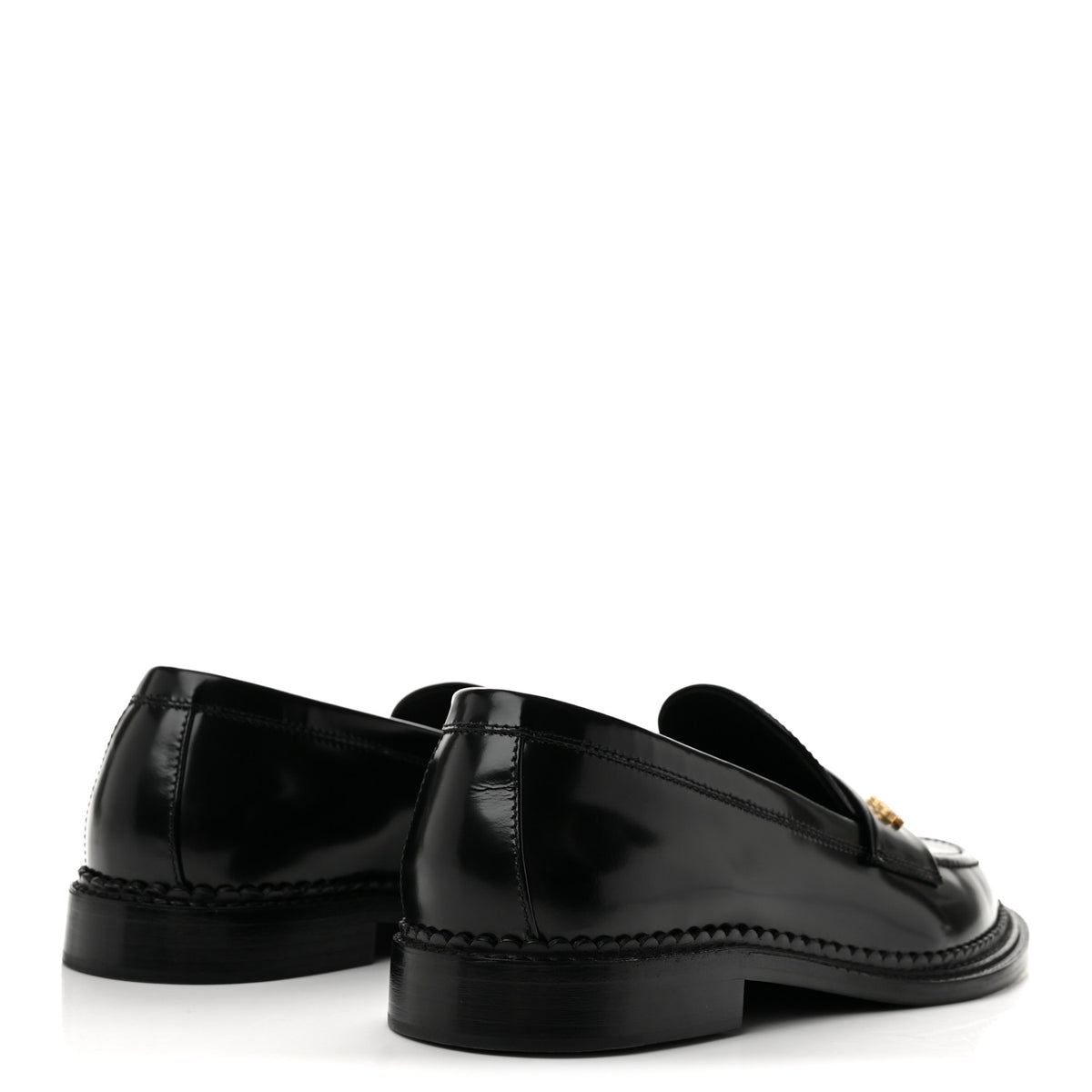 Chanel Shiny Calfskin Pearl CC Loafers 39 Black 5 of 10