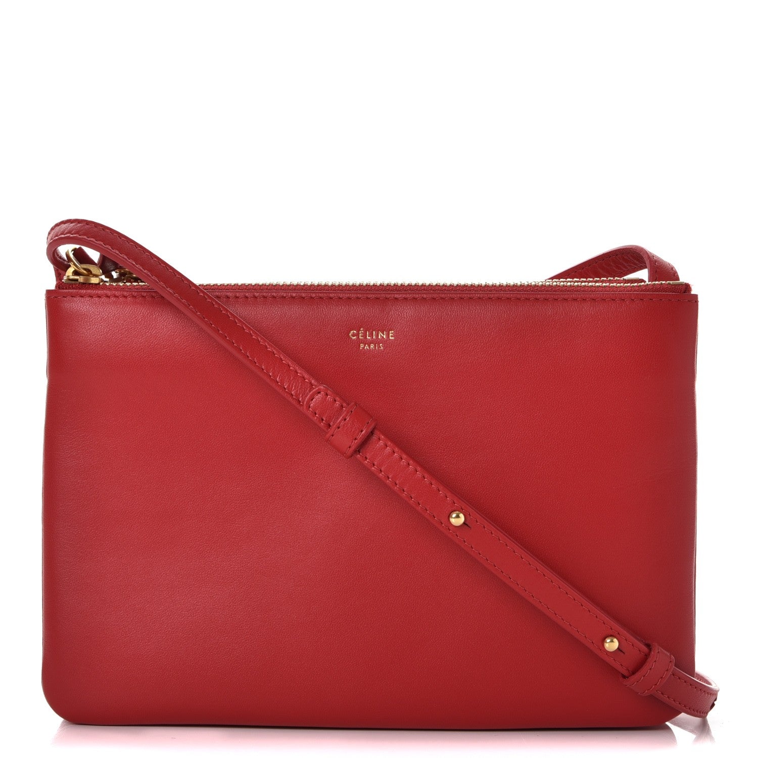 Celine Lambskin Small Trio Crossbody Bag Red 1 of 9