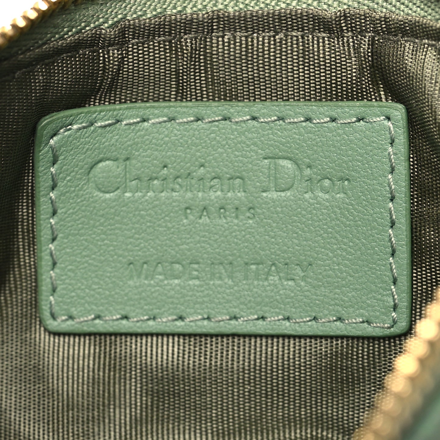 Lambskin Cannage Lady Dior Zipped Key Case Green