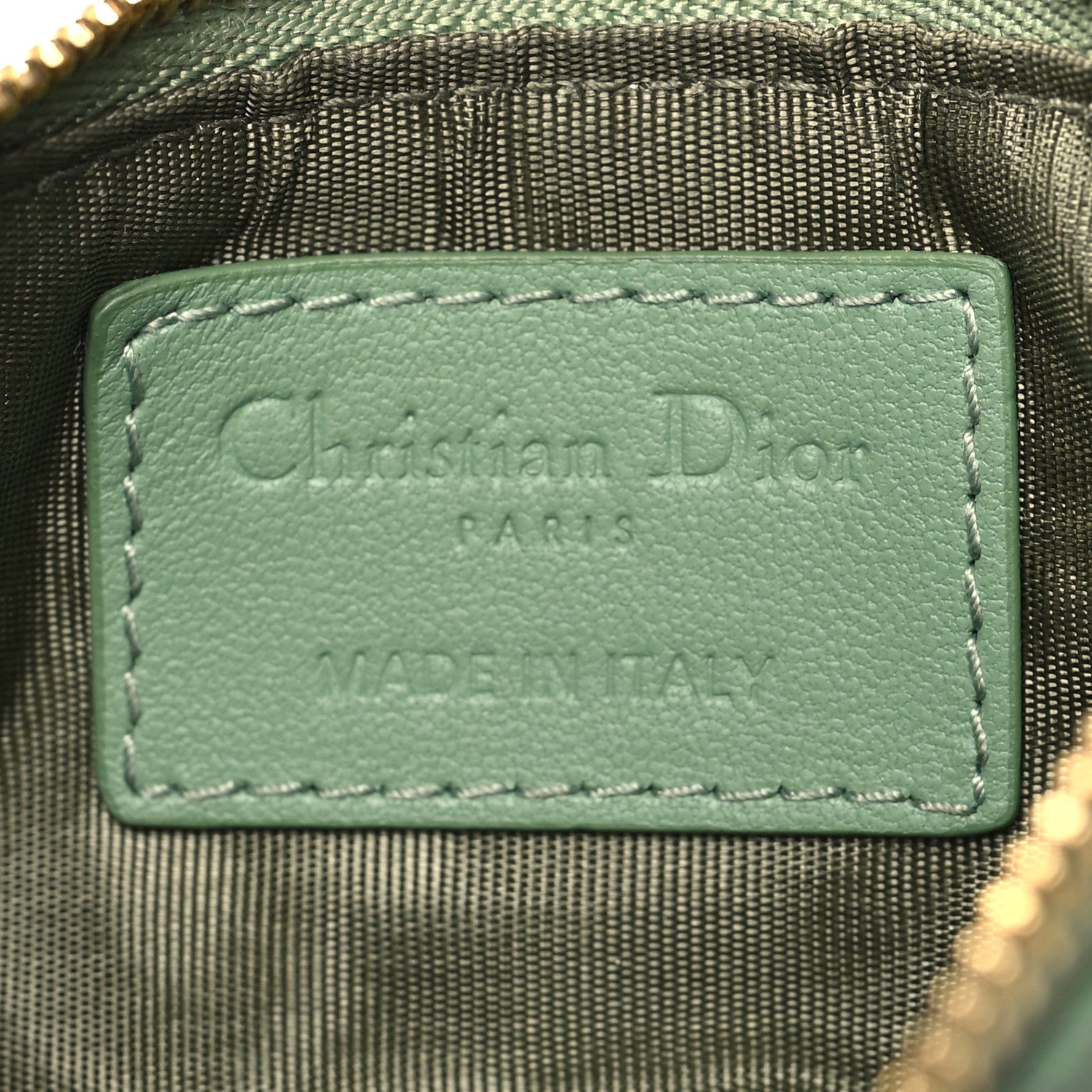 Christian Dior Lambskin Cannage Lady Dior Zipped Key Case Green 6 of 9