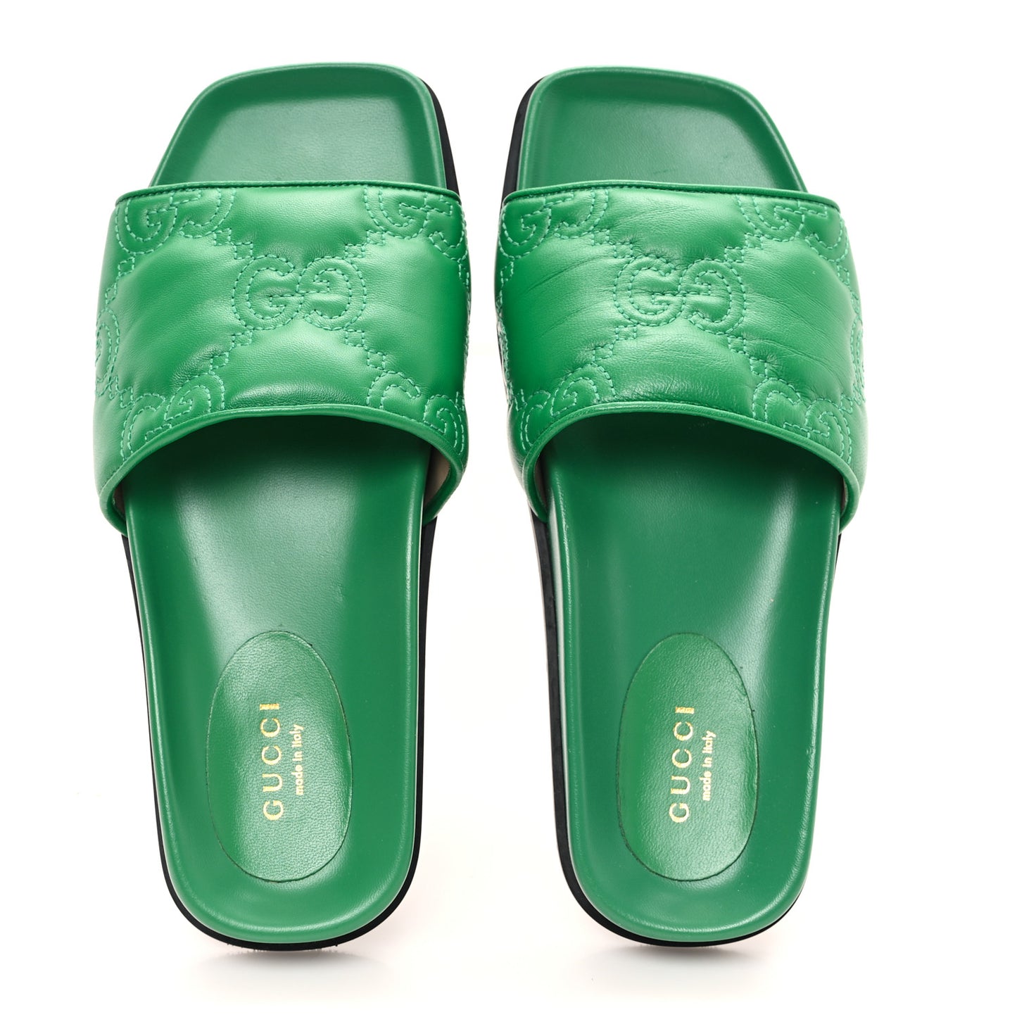 Nappa GG Matelasse Flat Slide Sandals 36 New Shamarock