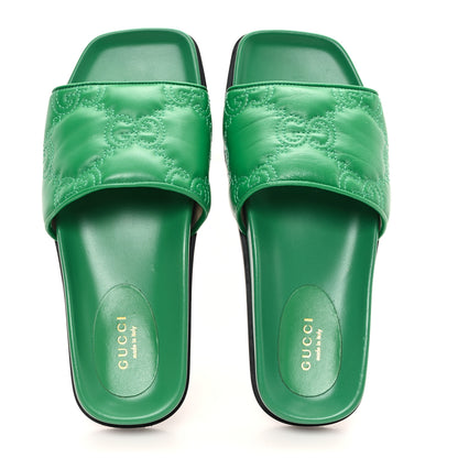 Gucci Nappa GG Matelasse Flat Slide Sandals 36 New Shamarock 2 of 11