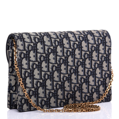 Christian Dior Oblique Saddle Chain Pouch Blue 3 of 9