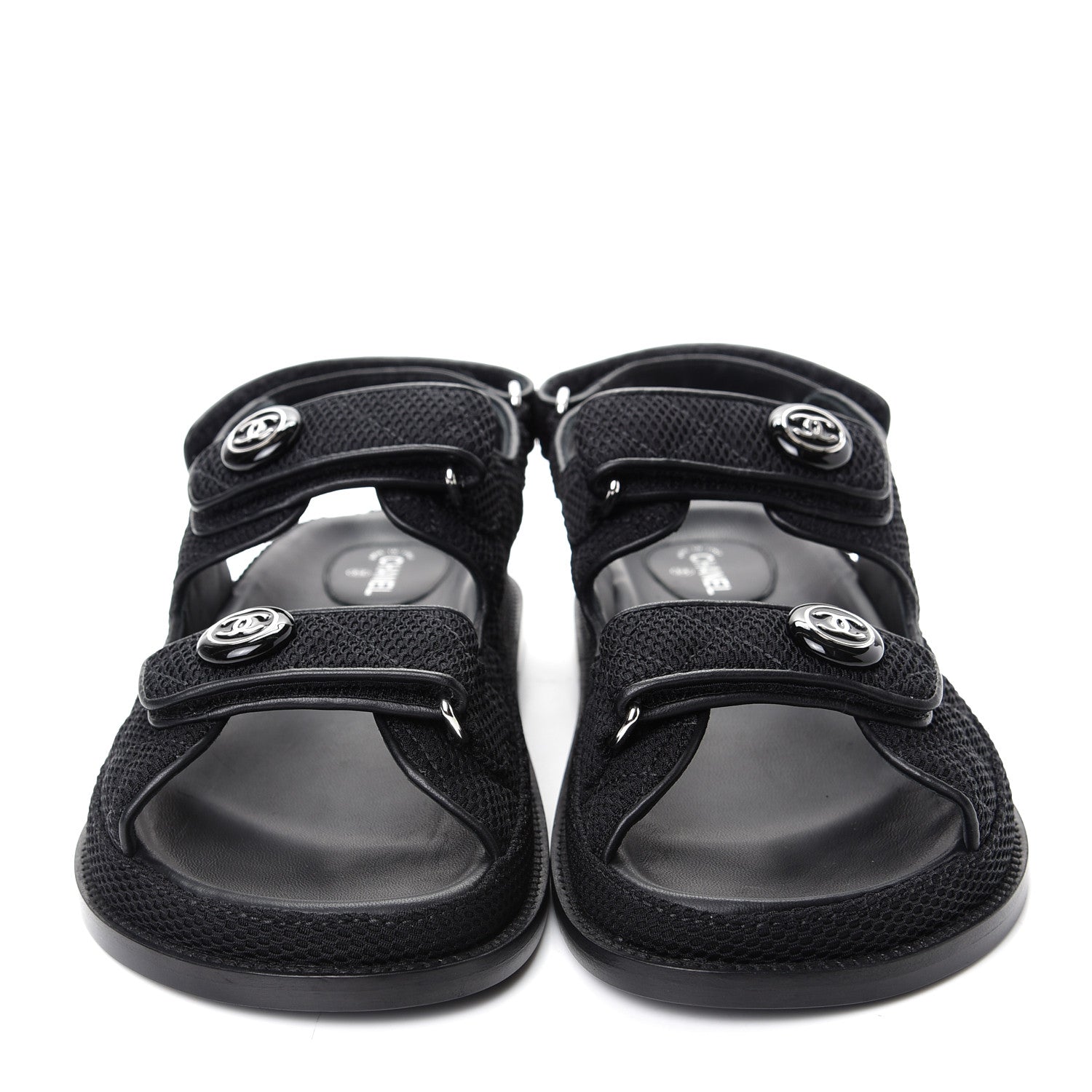 Chanel Fabric Velcro Dad Sandals 40 Black 2 of 11