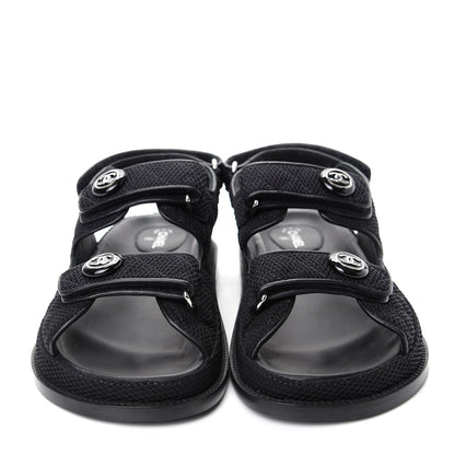 Chanel Fabric Velcro Dad Sandals 40 Black 2 of 11