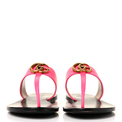 Gucci Calfskin GG Marmont Thong Sandals 36.5 Fuxia Fluo 2 of 8