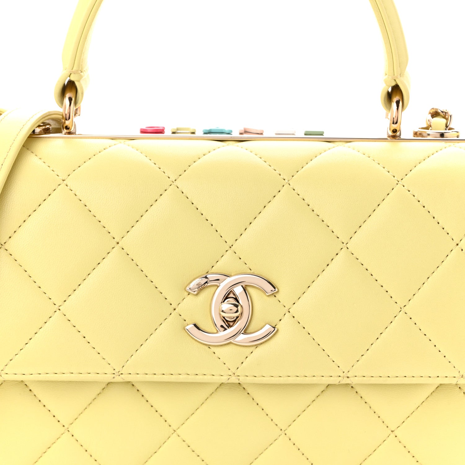 Chanel Lambskin Quilted Small Trendy CC Flap Dual Handle Bag Yellow 8 of 10