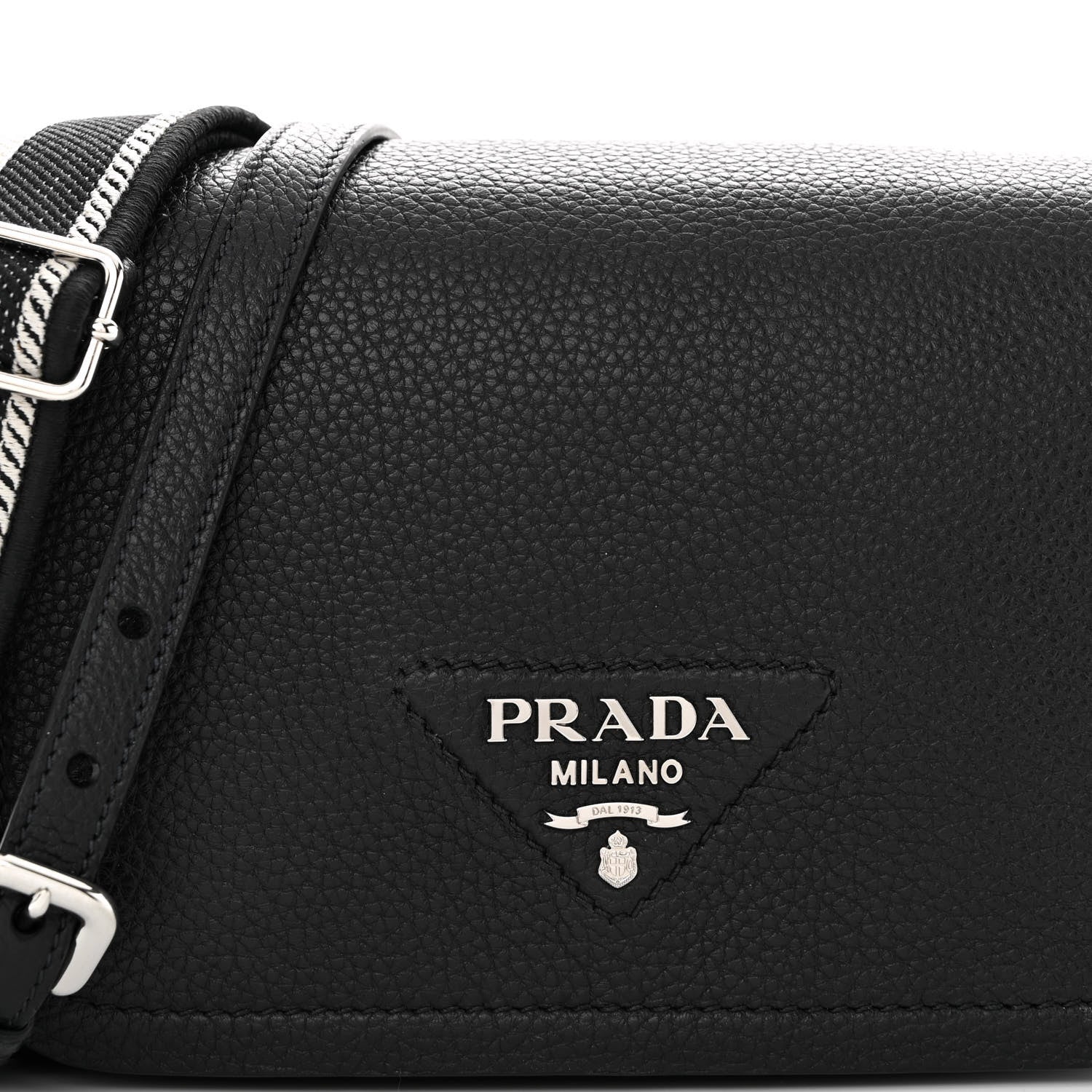 Prada Vitello Daino Soft Flap Crossbody Black 7 of 9