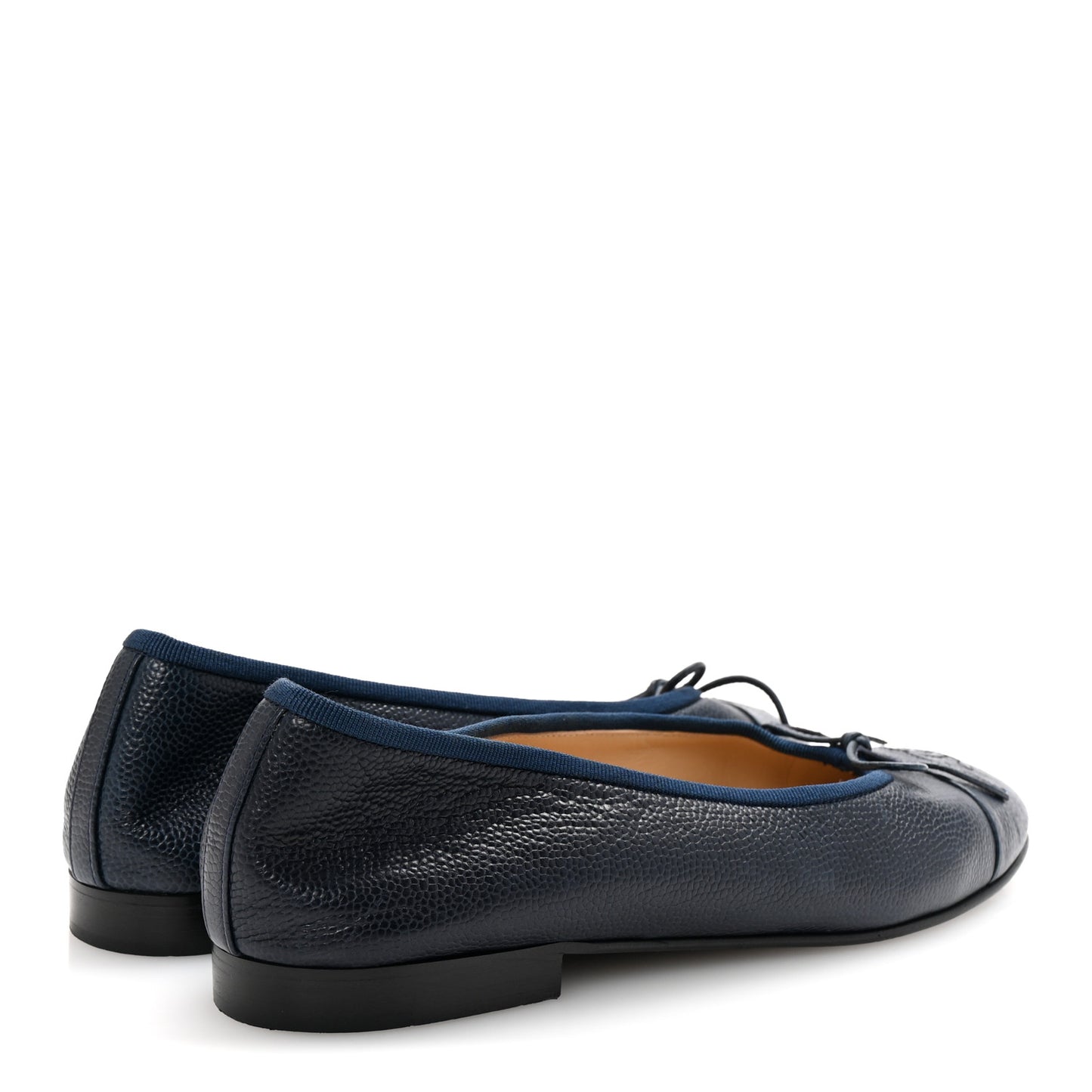 Caviar CC Cap Toe Ballerina Flats 38 Bleu Marine Fonce