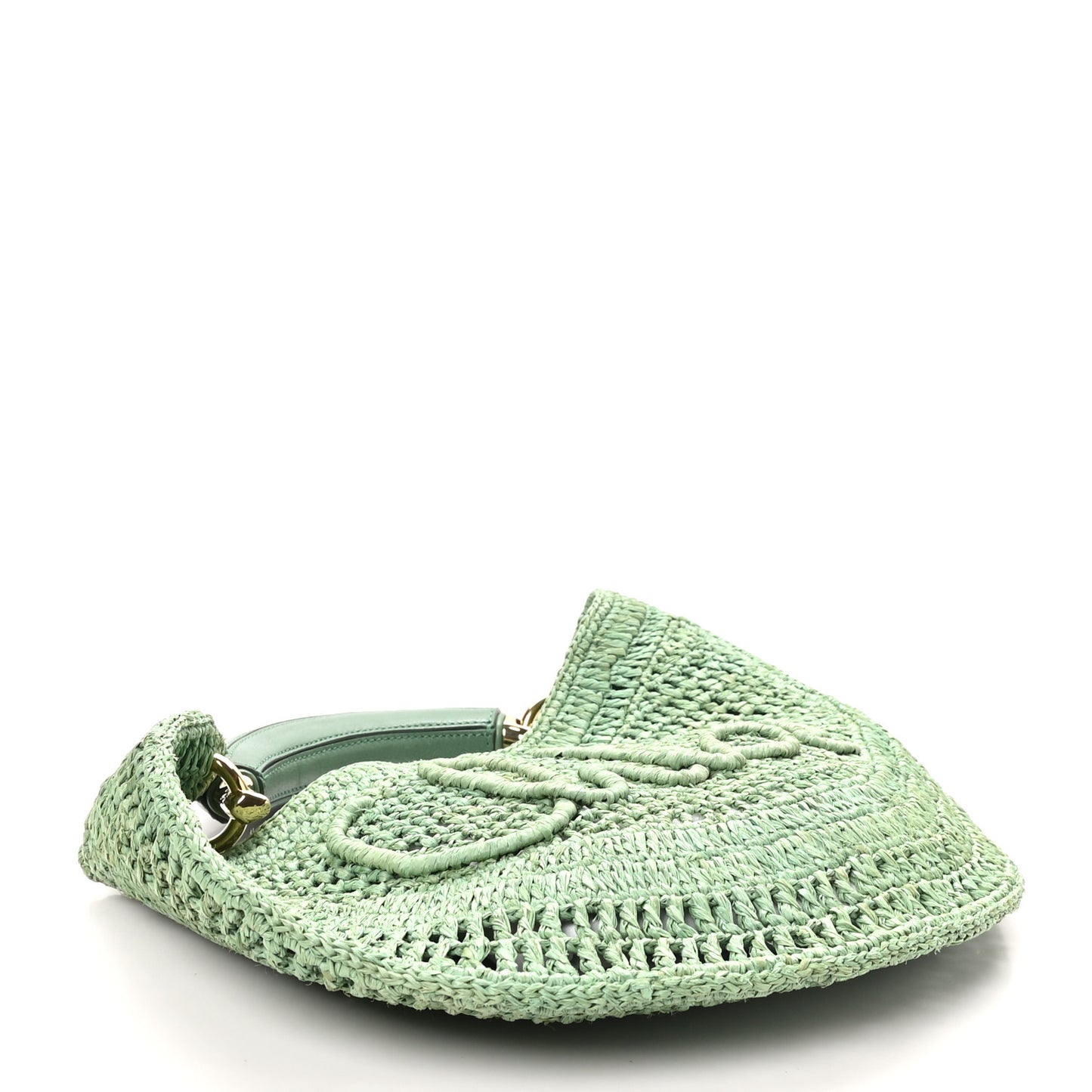 Raffia Calfskin Summer Banana Hobo Tea Leaf Green