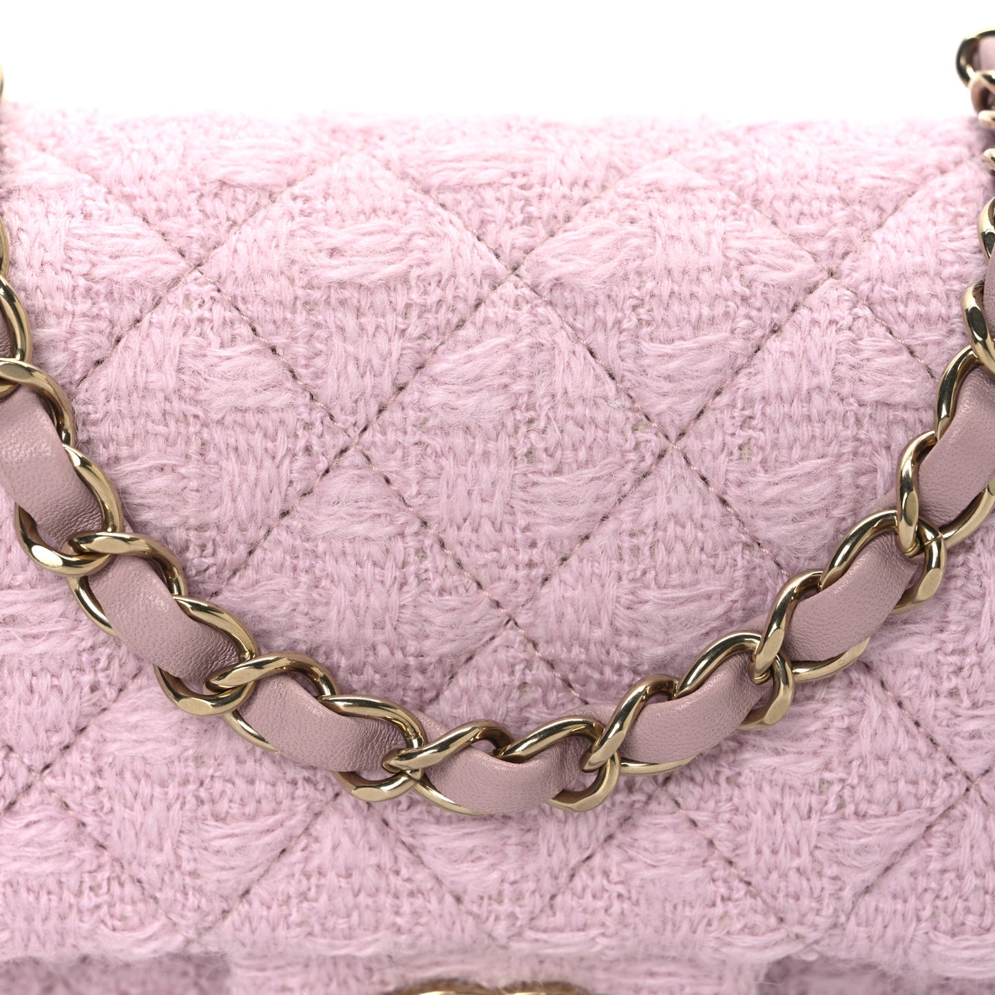 Tweed Quilted Mini Rectangular Flap Light Pink