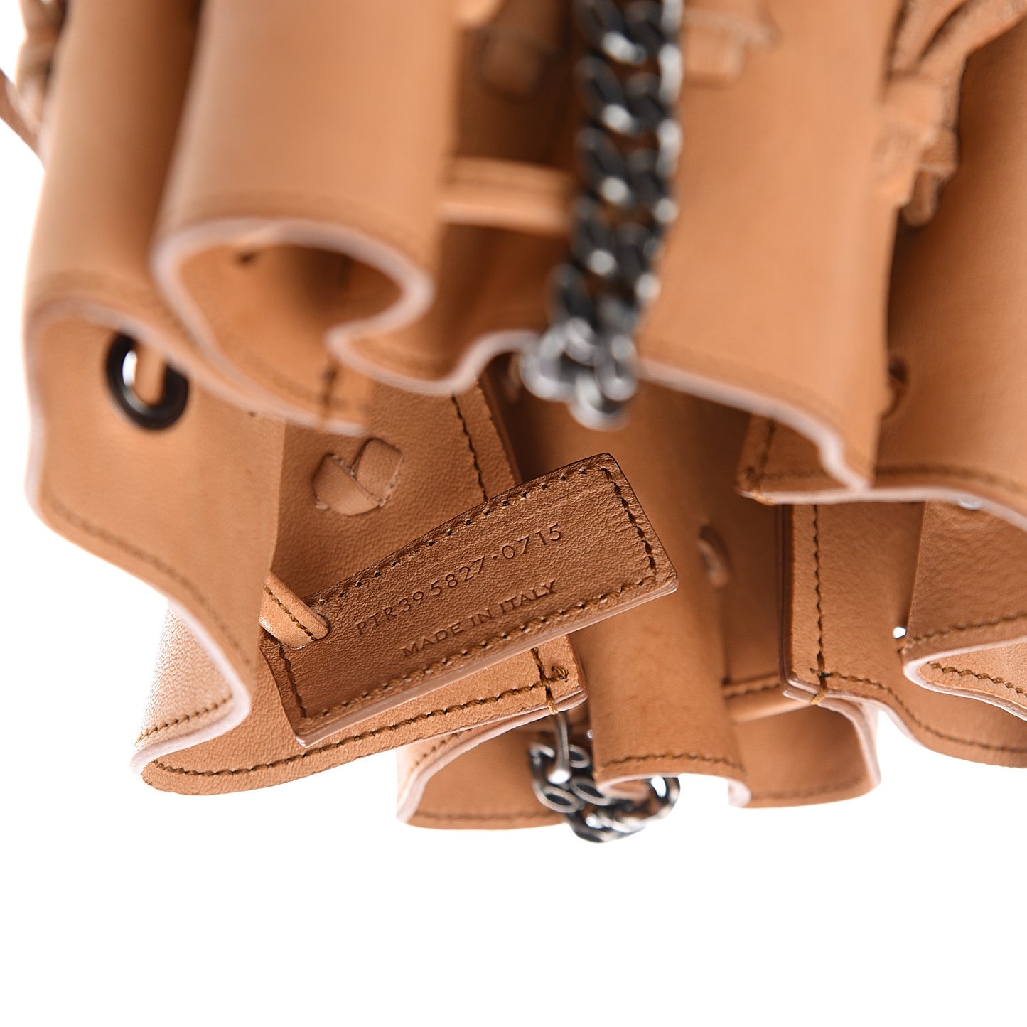 Calfskin Fringe Monogram Mini Bourse Bucket Bag Tan