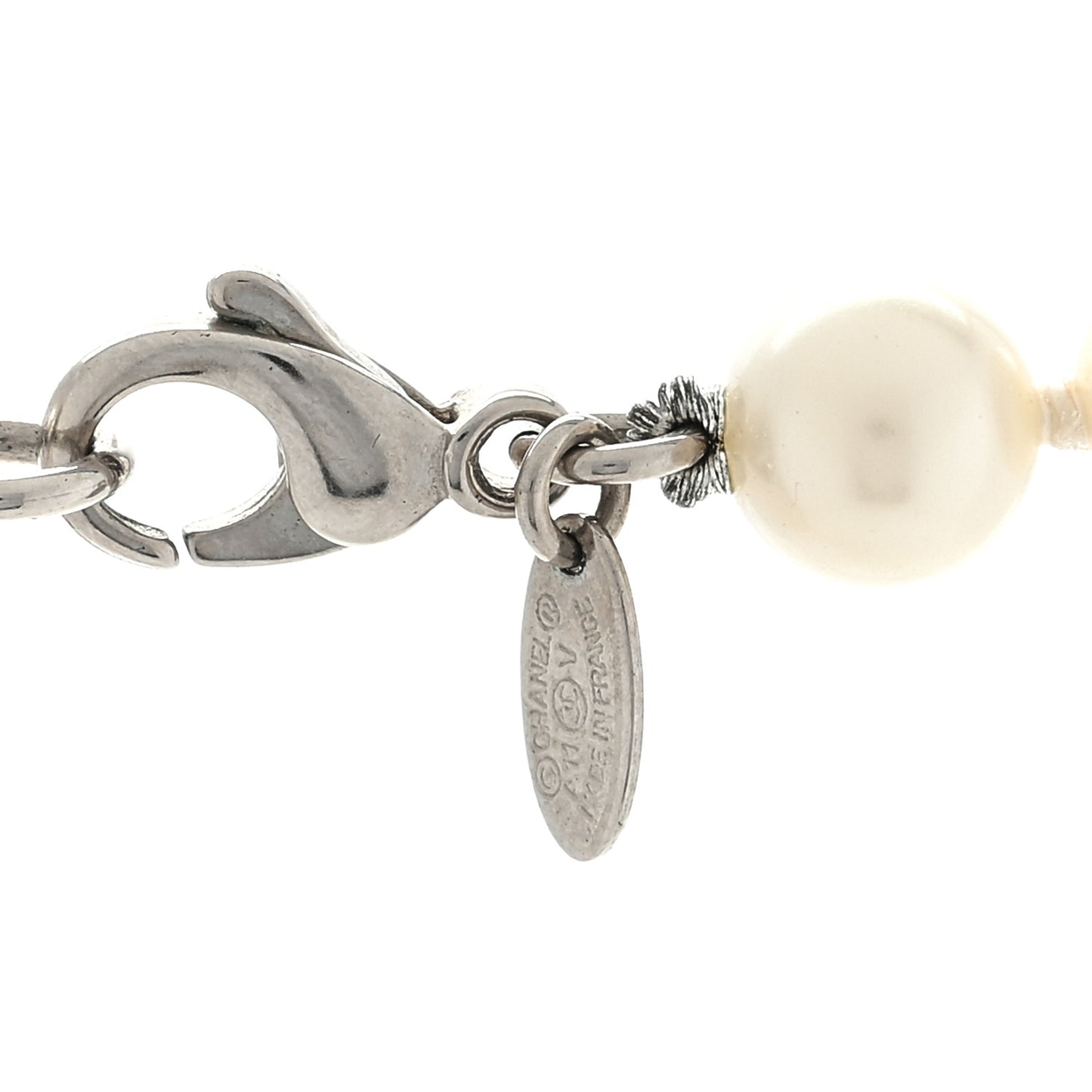 Pearl Resin CC Long Necklace Gold