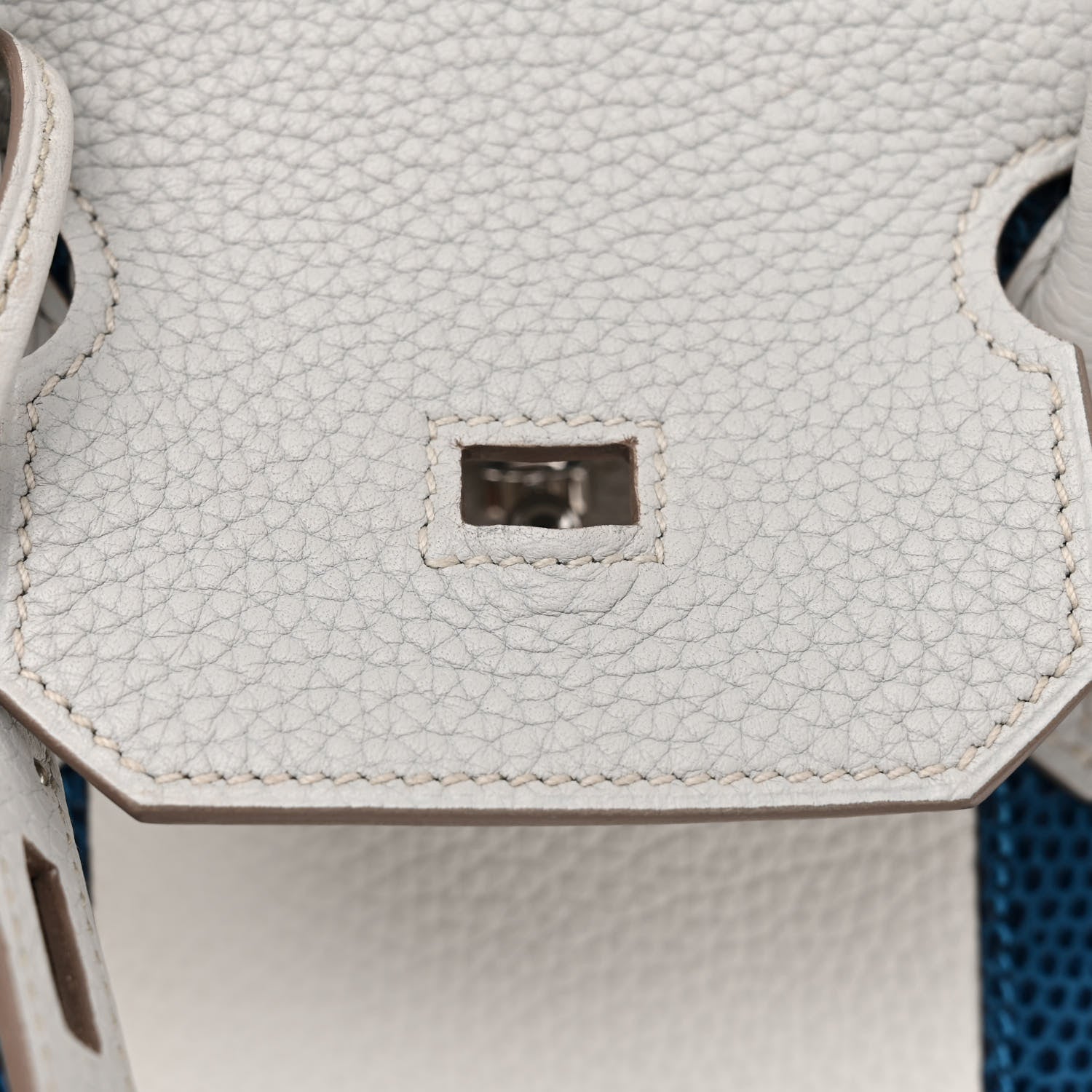 Hermes Taurillon Clemence Lizard Club Birkin 35 Gris Perle White Mykonos 6 of 11