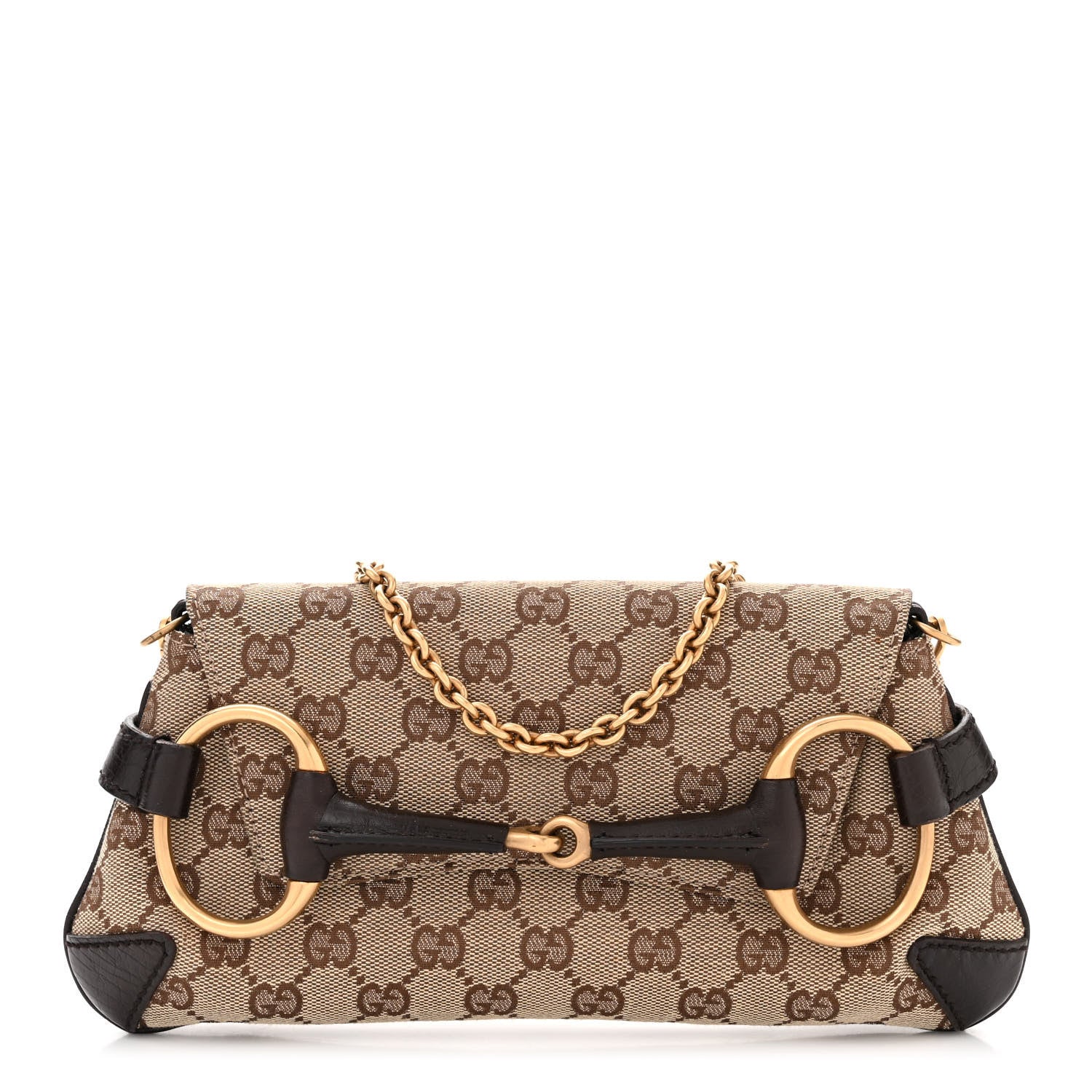 Gucci Monogram Horsebit Clutch Dark Brown 1 of 10