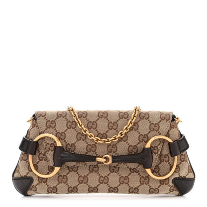 Gucci Monogram Horsebit Clutch Dark Brown 1 of 10
