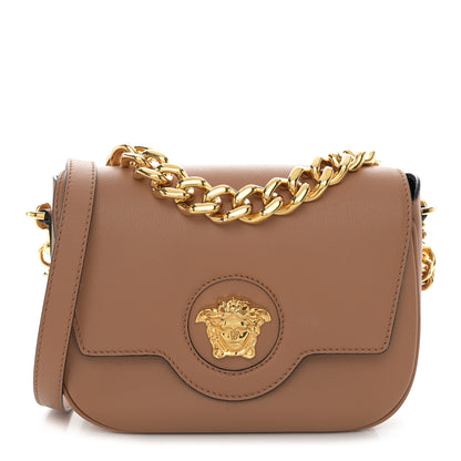 Versace Grained Calfskin La Medusa Chain Clutch Bag Brown 1 of 11