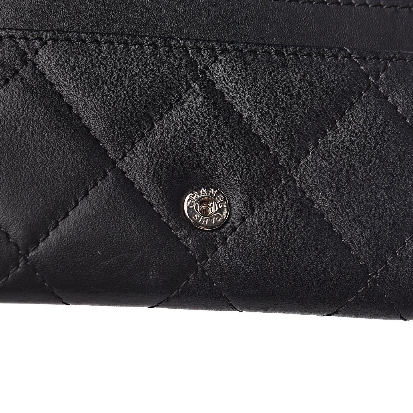 Calfskin Quilted Cambon Business Card Holder Black