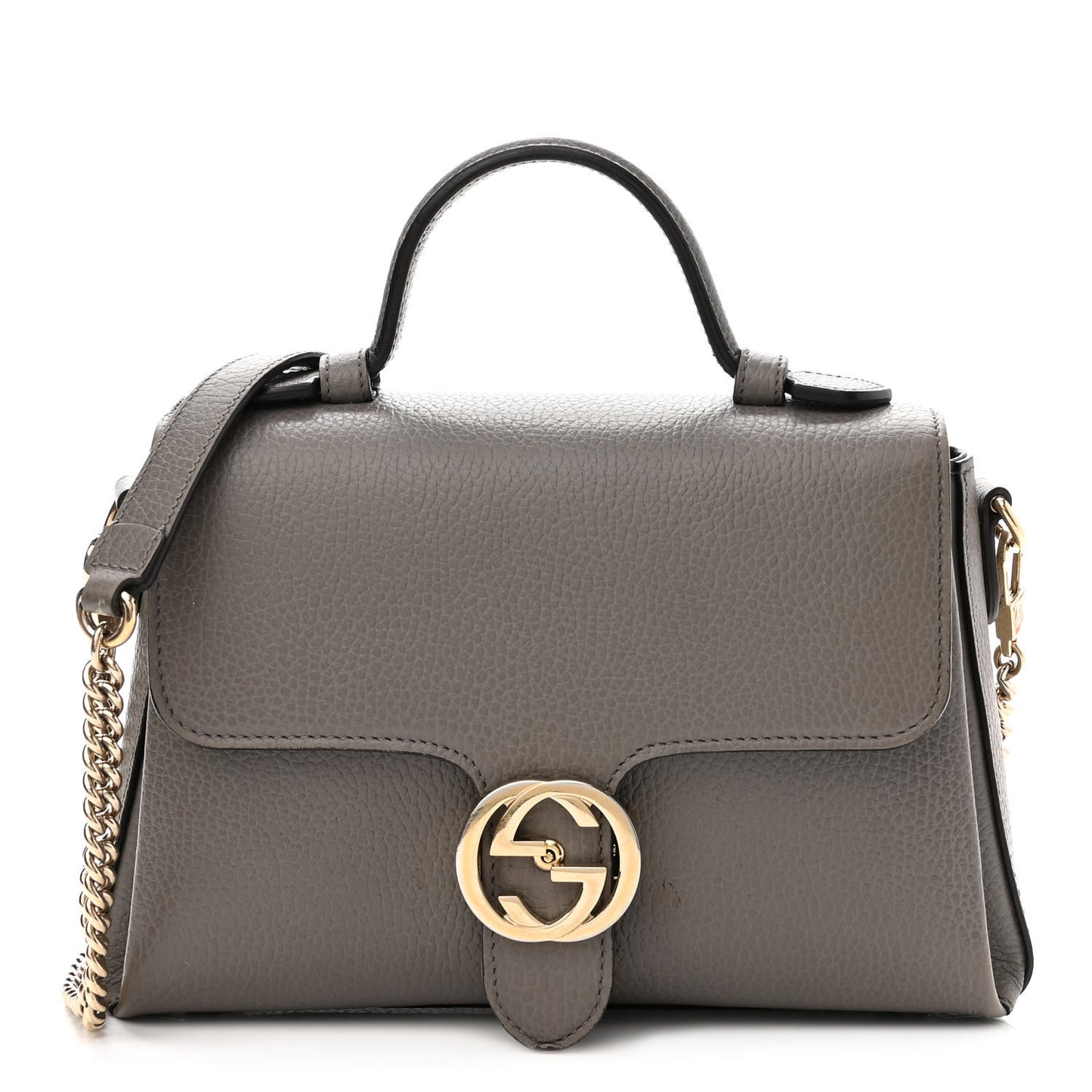 Dollar Calfskin Interlocking G Top Handle Shoulder Bag Loess
