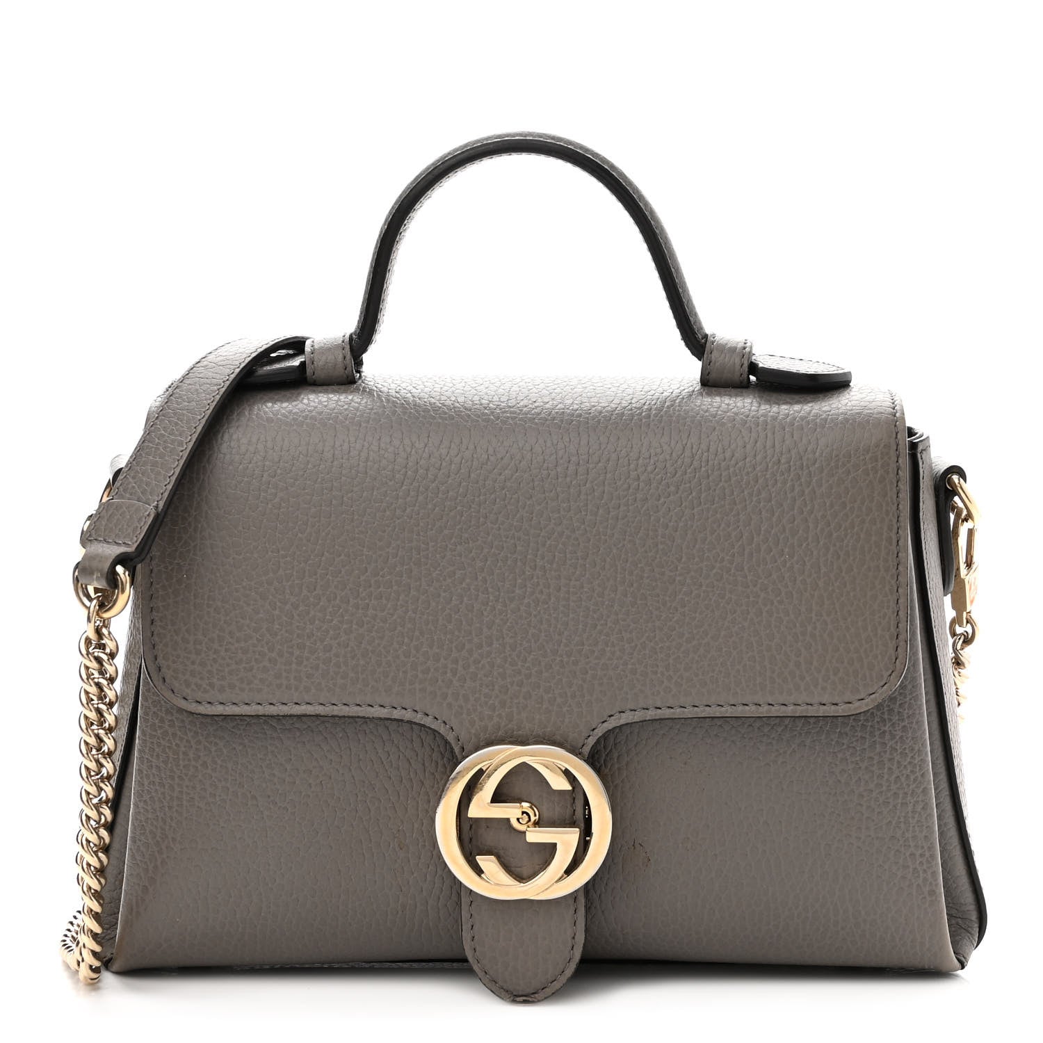 Gucci Dollar Calfskin Interlocking G Top Handle Shoulder Bag Loess 1 of 13