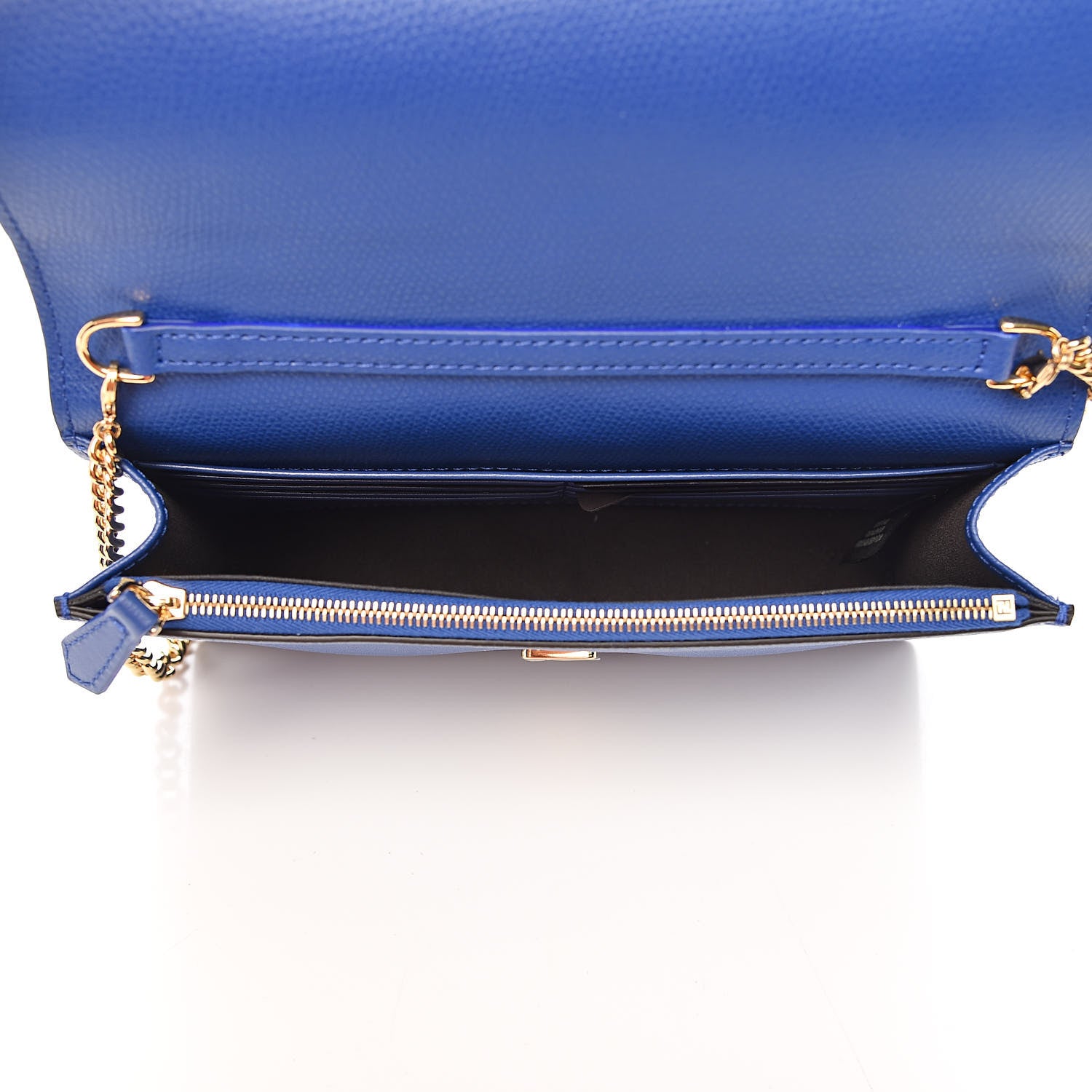 Fendi Vitello Cruise F is Fendi Bi-Color FF 1974 Embossed Medium Envelope Wallet On Chain Maya Black Blue Neon 5 of 10