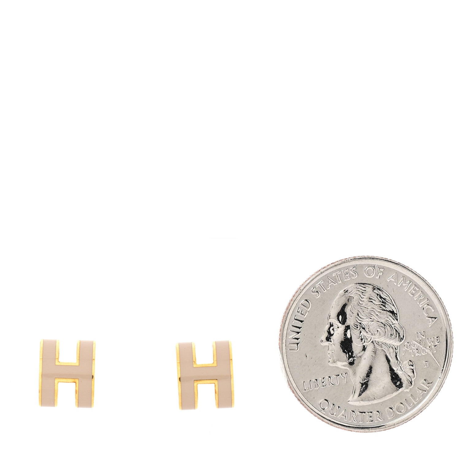 Hermes Gold Lacquered Mini Pop H Earrings Marron Glace 2 of 6