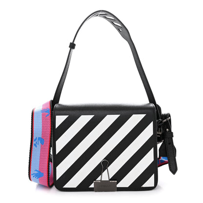 Off-White Saffiano Striped Mini Diag Binder Clip Bag Black White Indus 1 of 10