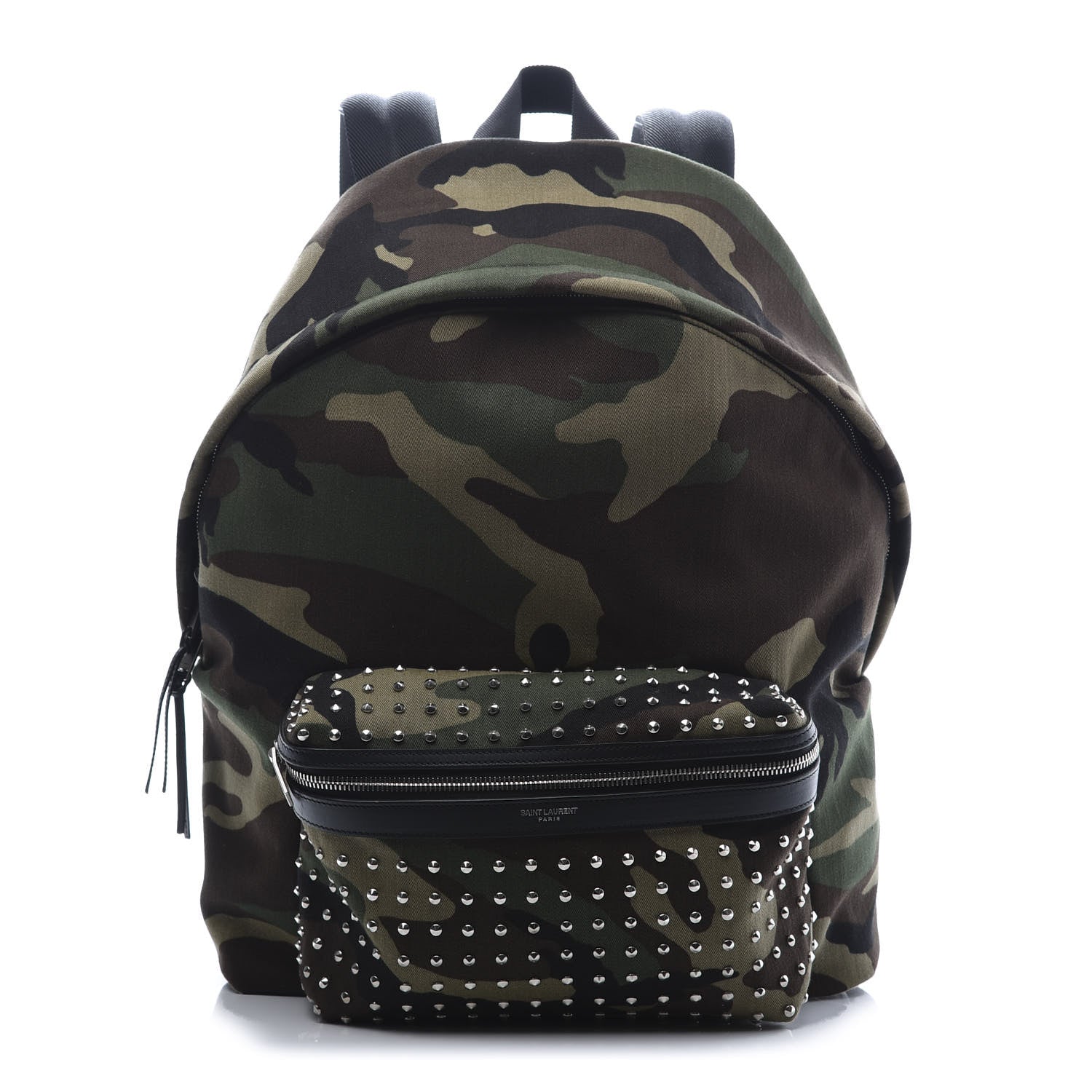 Saint Laurent Canvas Camouflage Studded Hunting Backpack Green Black Brown 1 of 11