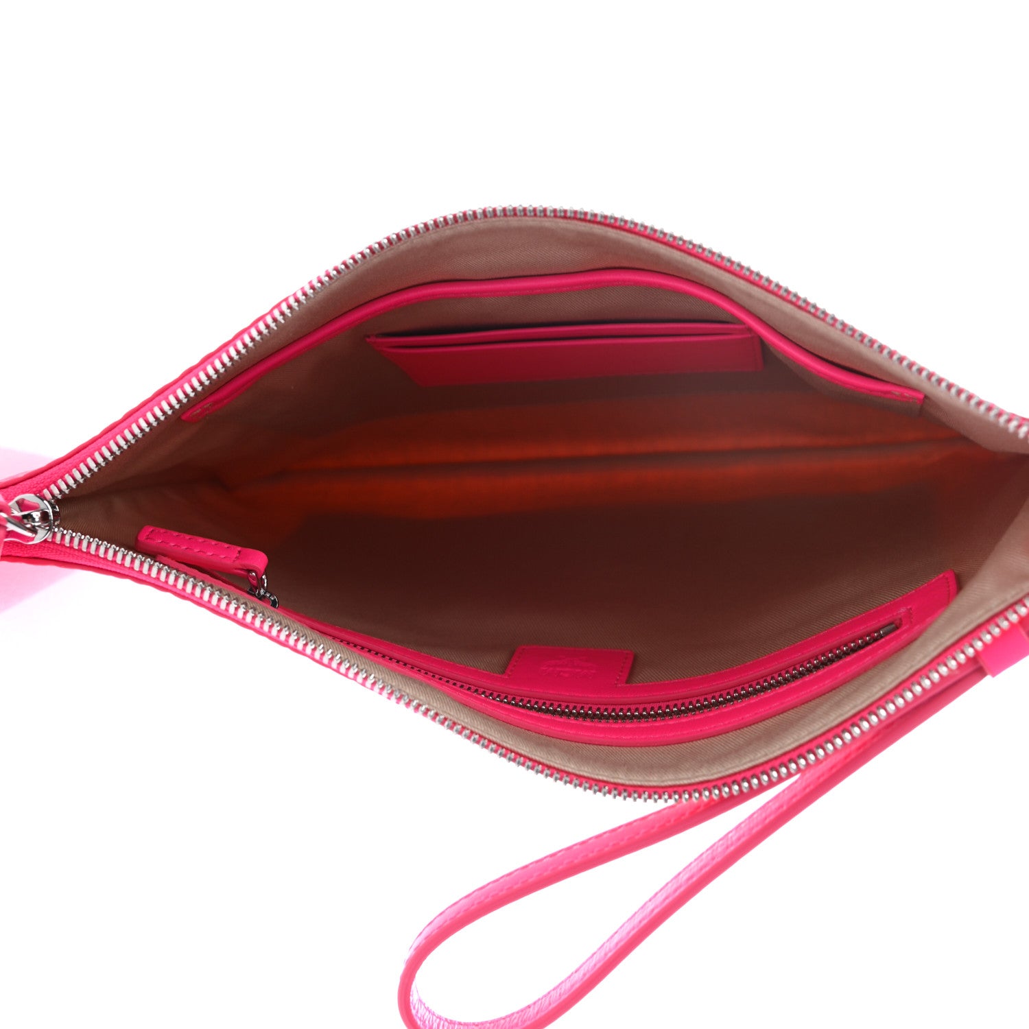 MCM Visetos Wristlet Zip Pouch Neon Pink 5 of 7