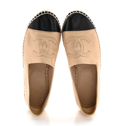 Chanel Lambskin CC Espadrilles 37 Beige Black 2 of 9