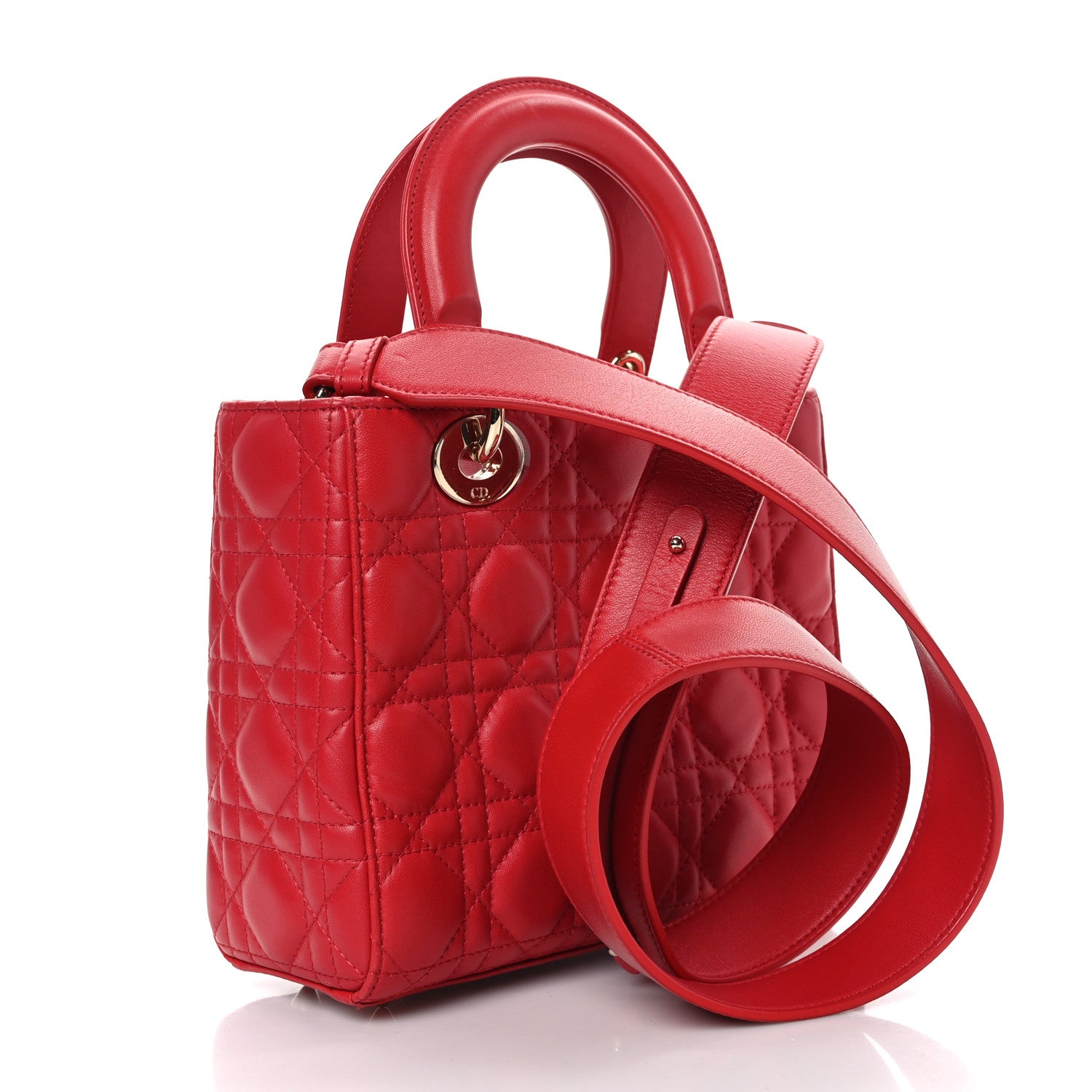 Christian Dior Lambskin Cannage Small My Lady Dior Red 3 of 8