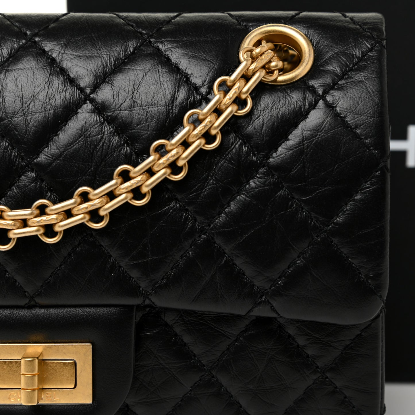 Aged Calfskin Quilted 2.55 Reissue Mini Flap Black
