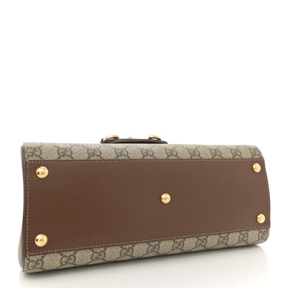 Gucci GG Supreme Monogram Calfskin Medium Horsebit 1955 Top Handle Bag Beige Ebony Brown Sugar 3 of 9